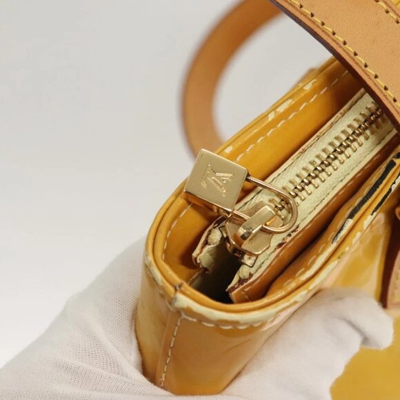 LOUIS VUITTON Monogram Vernis Houston Hand Bag Lime Yellow M91055 LV Auth - Picture 12 of 15